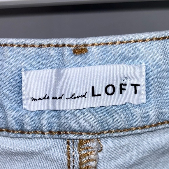 Loft Shorts Jean Curvy Fresh Cut High Rise Cut Off Raw Hem Bottoms Denim Shorts - Picture 9 of 9